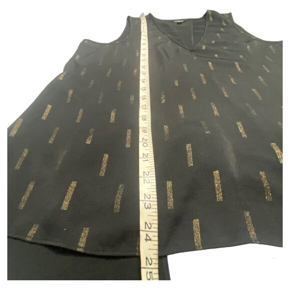 Express Top Size Medium Shirt Blouse Black Gold Satin tie back Tank - Picture 12 of 13